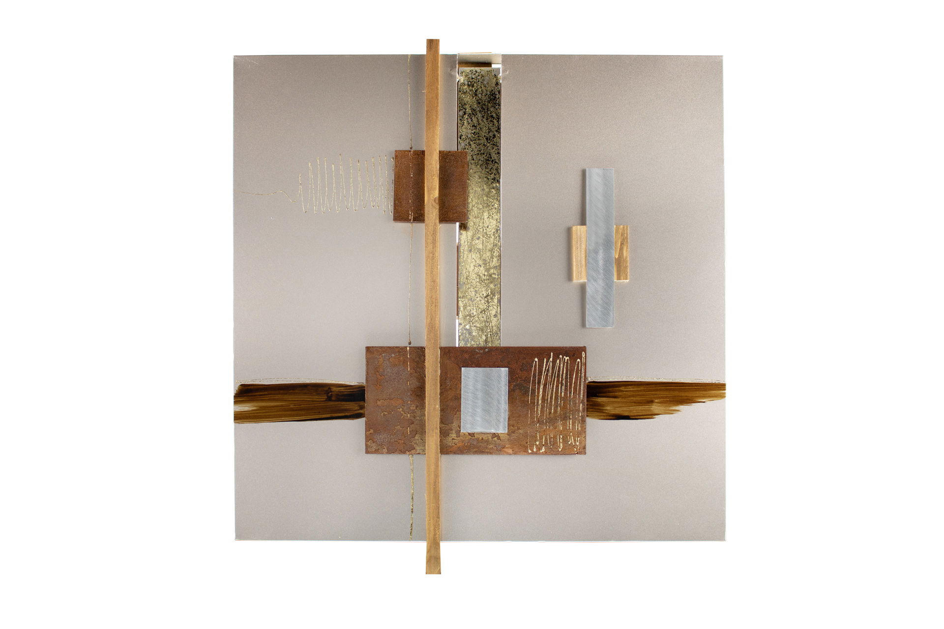WANDDEKO Gold 83/83 cm - Goldfarben/Braun, Metall (2/83/6cm) - KUNSTLOFT