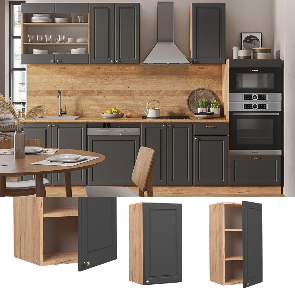 HÄNGESCHRANK Fame-Line Anthrazit-Gold 40 cm - Honigeiche/Anthrazit, Holzwerkstoff (40/72/34.1cm) - Vicco