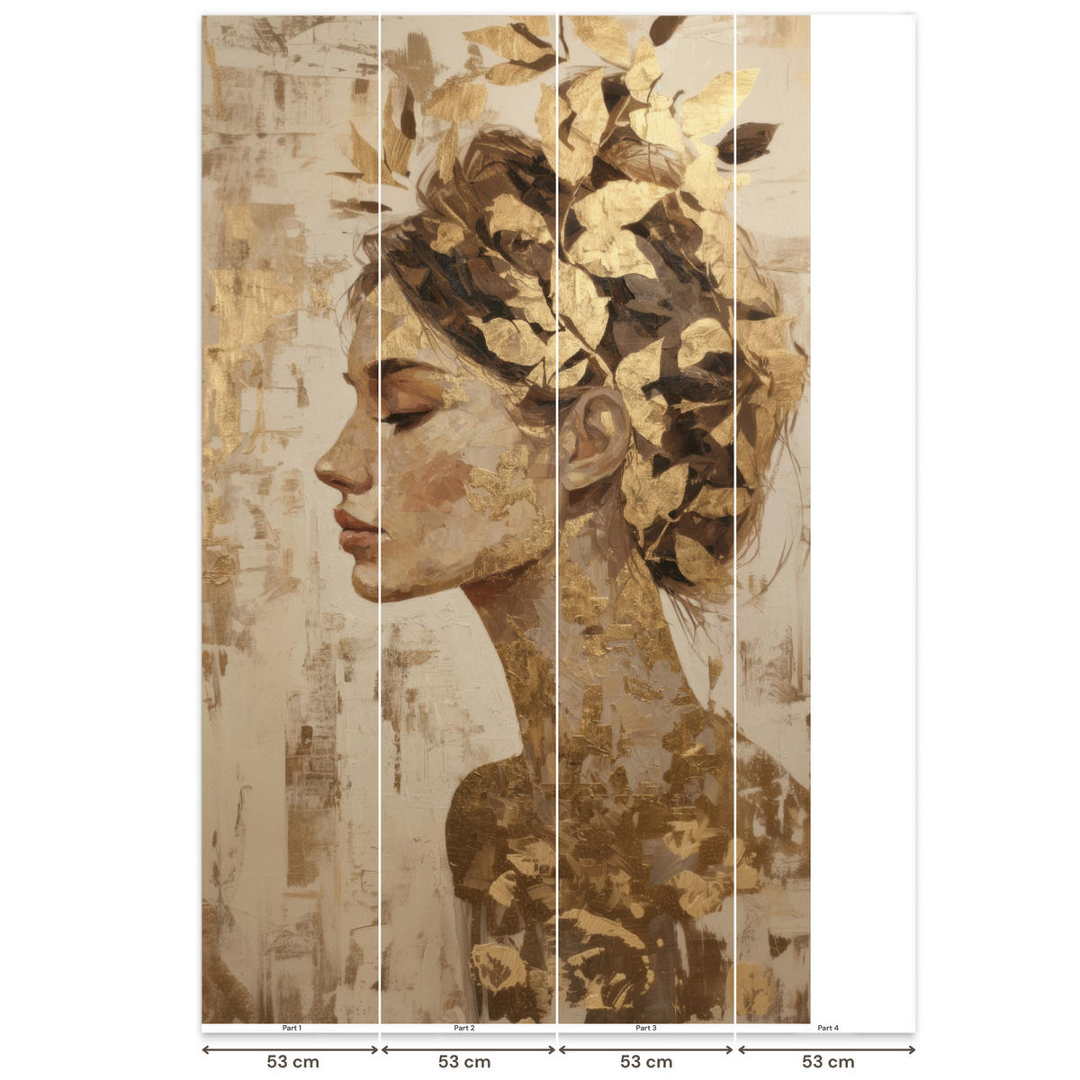 TAPETE - Frau - Gold - Abstrakt - Textur - 160x280 cm - Goldfarben, Papier (160/280cm) - OnlyWow