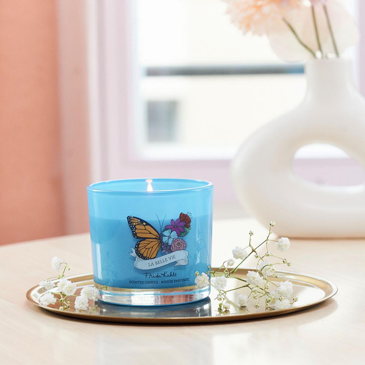 FRIDA Kahlo Duftkerze - Goldfarben, Glas/Naturmaterialen (8cm)