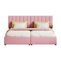 POLSTERBETT 180x200 Rosa Leinen Stauraum - Pink, Textil (180/200cm) - FLIEKS
