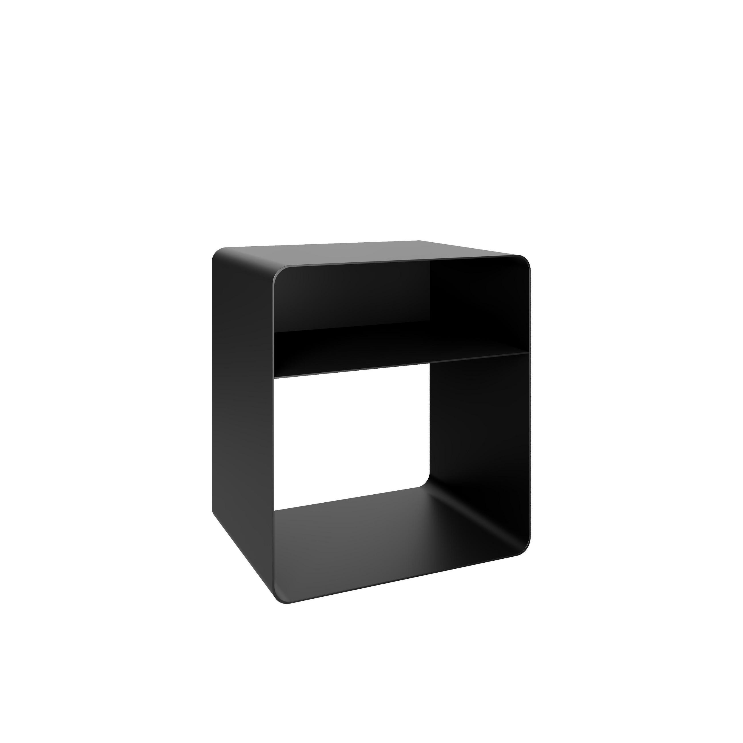 NACHTTISCH Aura Schwarz, mit Ablage für minimalistische Innenräume - Schwarz, Metall (45/50/35cm) - Bettso