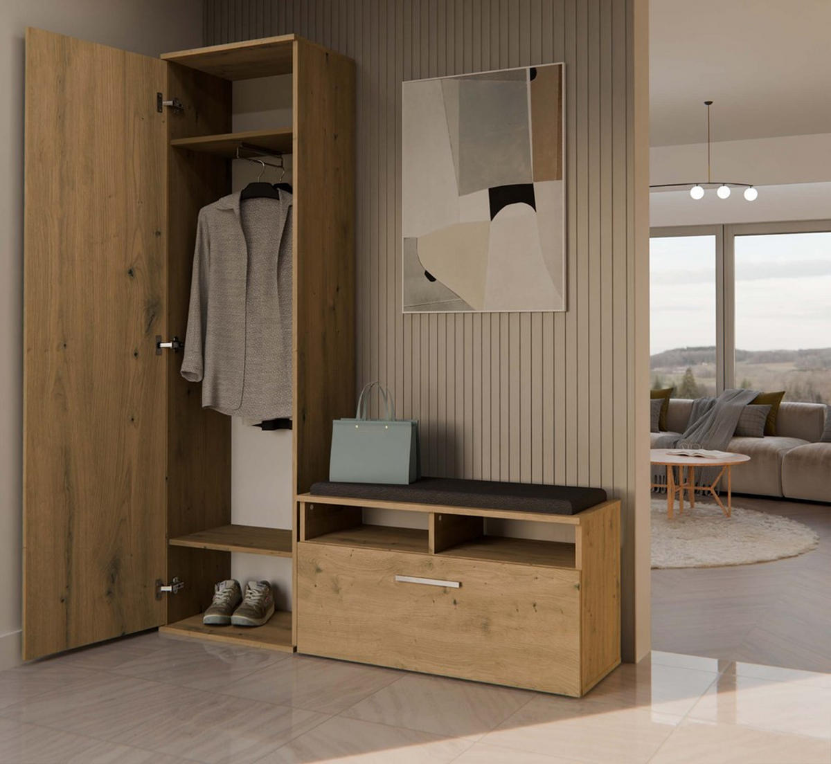 ŠATNÍK Biela 50/180/35 - dub artisan, kompozitné drevo (50/180/35cm) - RAUMHIRSCH FURNITURE