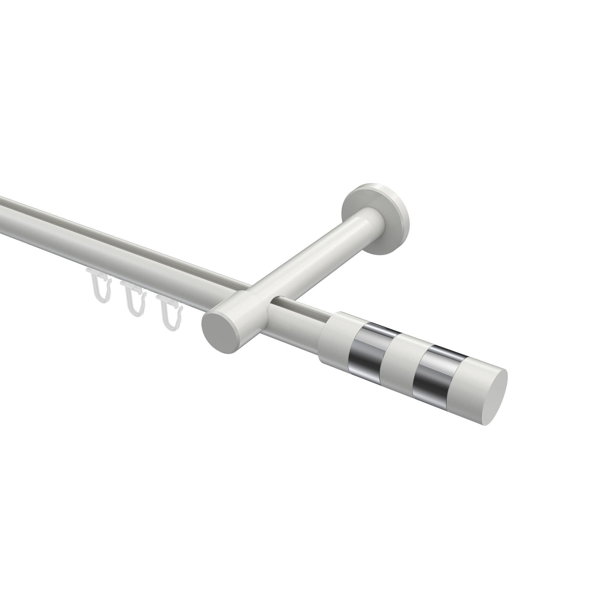 INNENLAUF-GARDINENSTANGEN-SET Prestige Mavell 120 cm, 1-läufig, 20 mm Ø Weiß - Chromfarben/Weiß, Metall (120cm) - INTERDECO