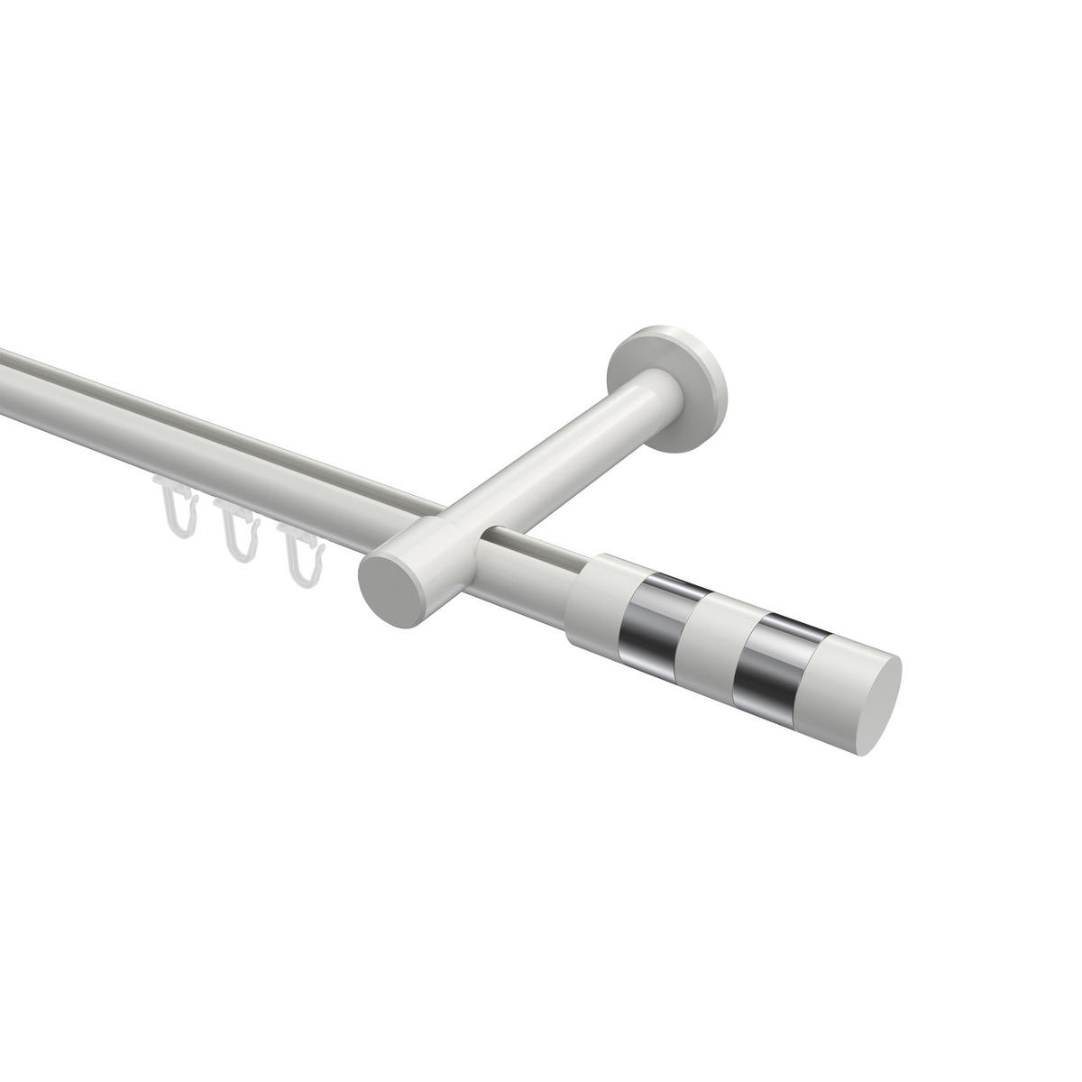 INNENLAUF-GARDINENSTANGEN-SET Prestige Mavell 120 cm, 1-läufig, 20 mm Ø Weiß - Chromfarben/Weiß, Metall (120cm) - INTERDECO