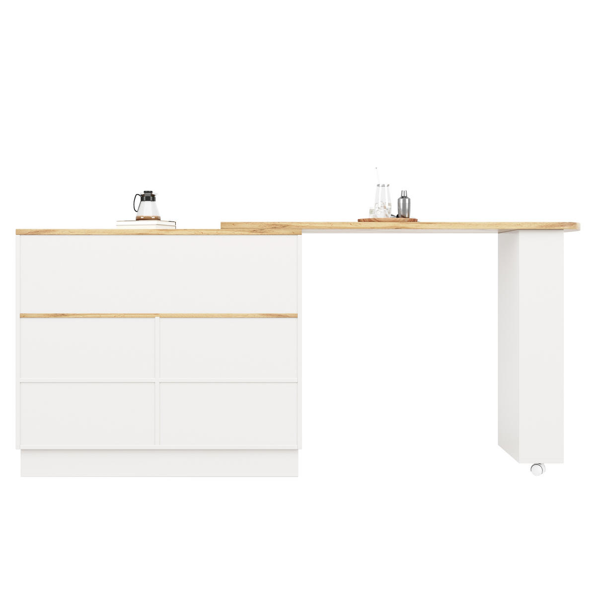 BARTISCH Weiß 90-120/45/100 cm - Weiß, Holz (90/100/45cm) - PANGIVO