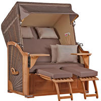 STRANDKORB SEEBLICK 2 Sitzer Teak - Taupe/Braun, Metall (125/170/80cm) - Mr. Deko