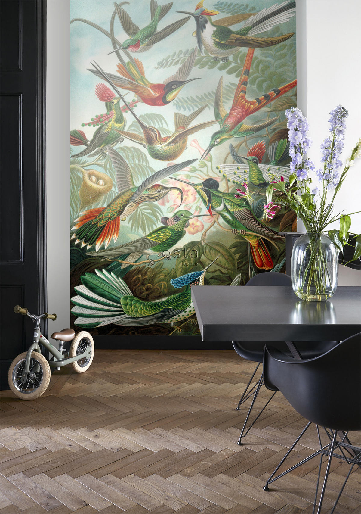 FOTOTAPETE Vögel 200 x 279 cm - Grün, Papier (200/279cm) - ESTAhome