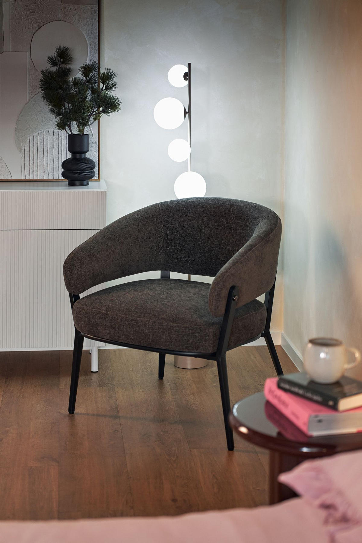 LOUNGESESSEL Symbled Mocca - Schwarz/Braun, Textil/Metall (71.5/80/75.5cm) - Selsey