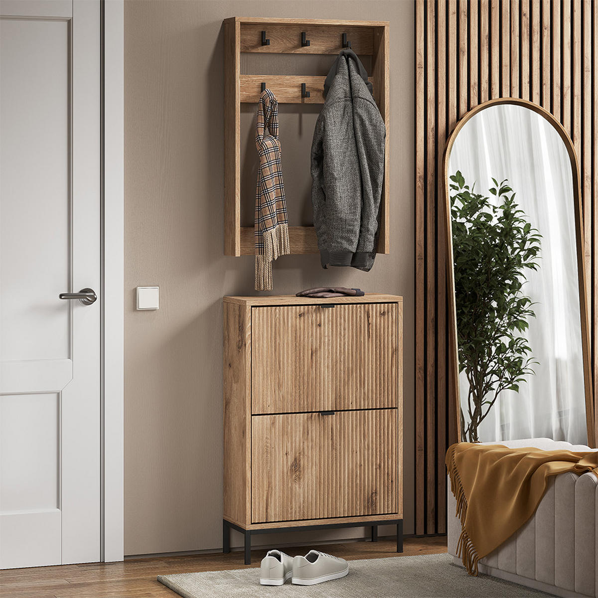 GARDEROBE Eliza Viking Oak 60 x 92 cm Set, 2 Teile - Eichefarben, Holzwerkstoff (60/92/24cm) - Vicco