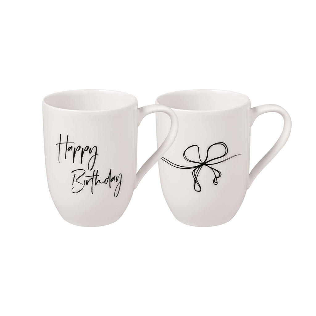 KAFFEEBECHER HAPPY BIRTHDAY Statement weiß 280 ml 2er Set - Weiß, Keramik (0.28L) - Villeroy & Boch
