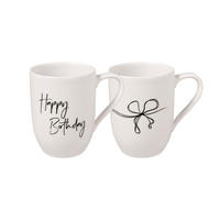 KAFFEEBECHER HAPPY BIRTHDAY Statement weiß 280 ml 2er Set - Weiß, Keramik (0.28L) - Villeroy & Boch