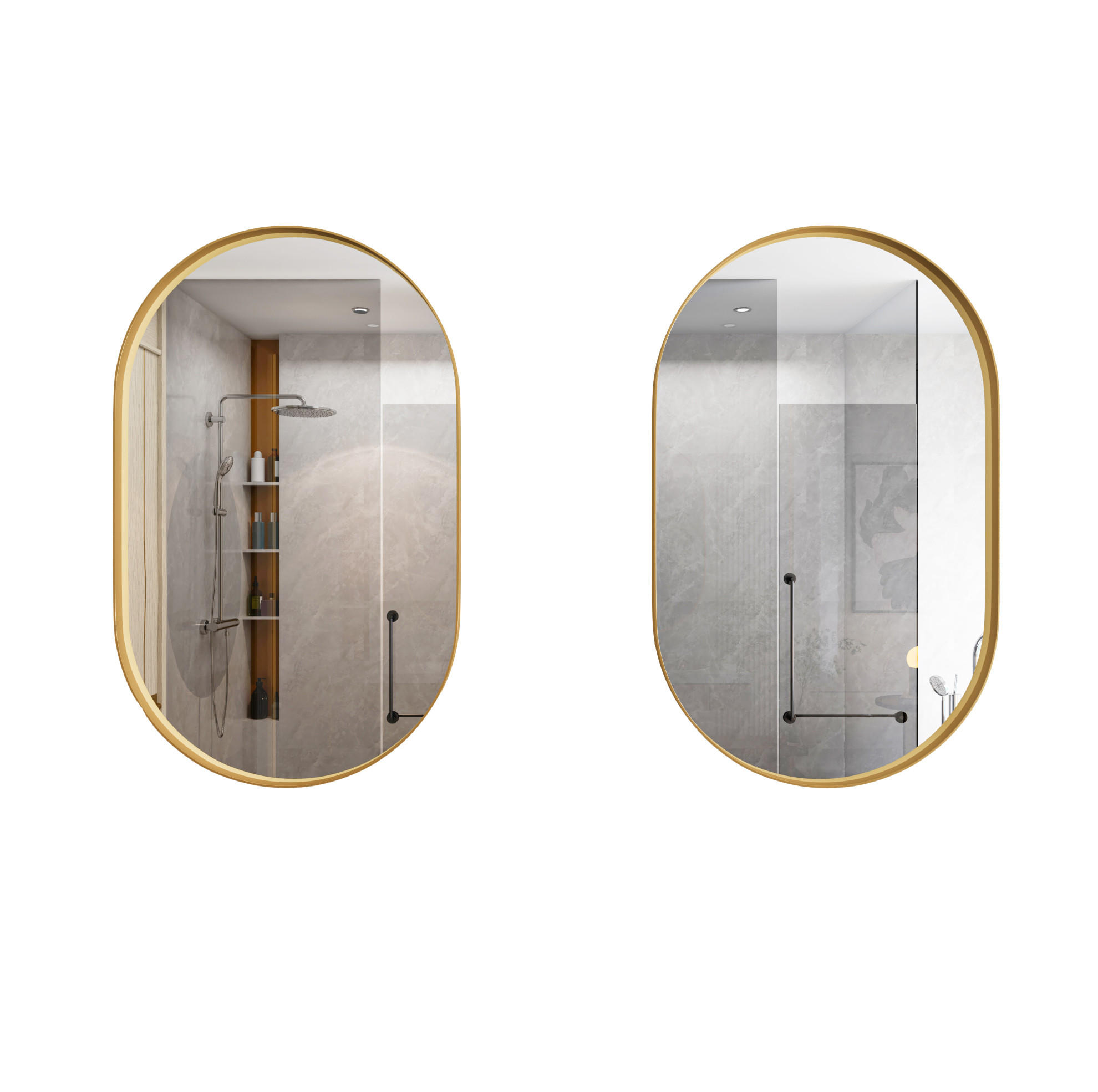 Beauniv Spiegelschrank Gold 51.5x12x85 cm