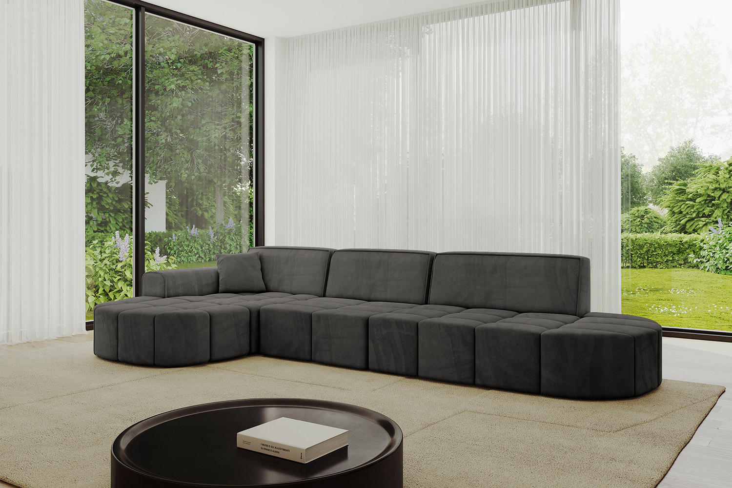 Thumbnail - Altdecor Ecksofa, Dunkelgrau, Textil, 3-Sitzer, L-Form, 337x173 cm, Wohnzimmer, Sofas & Couches, Wohnlandschaften, Eckso...