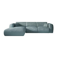 SOFA - 5 Personen - samt - blau Pogni - Blau, Textil (280/165cm) - Vente-Unique
