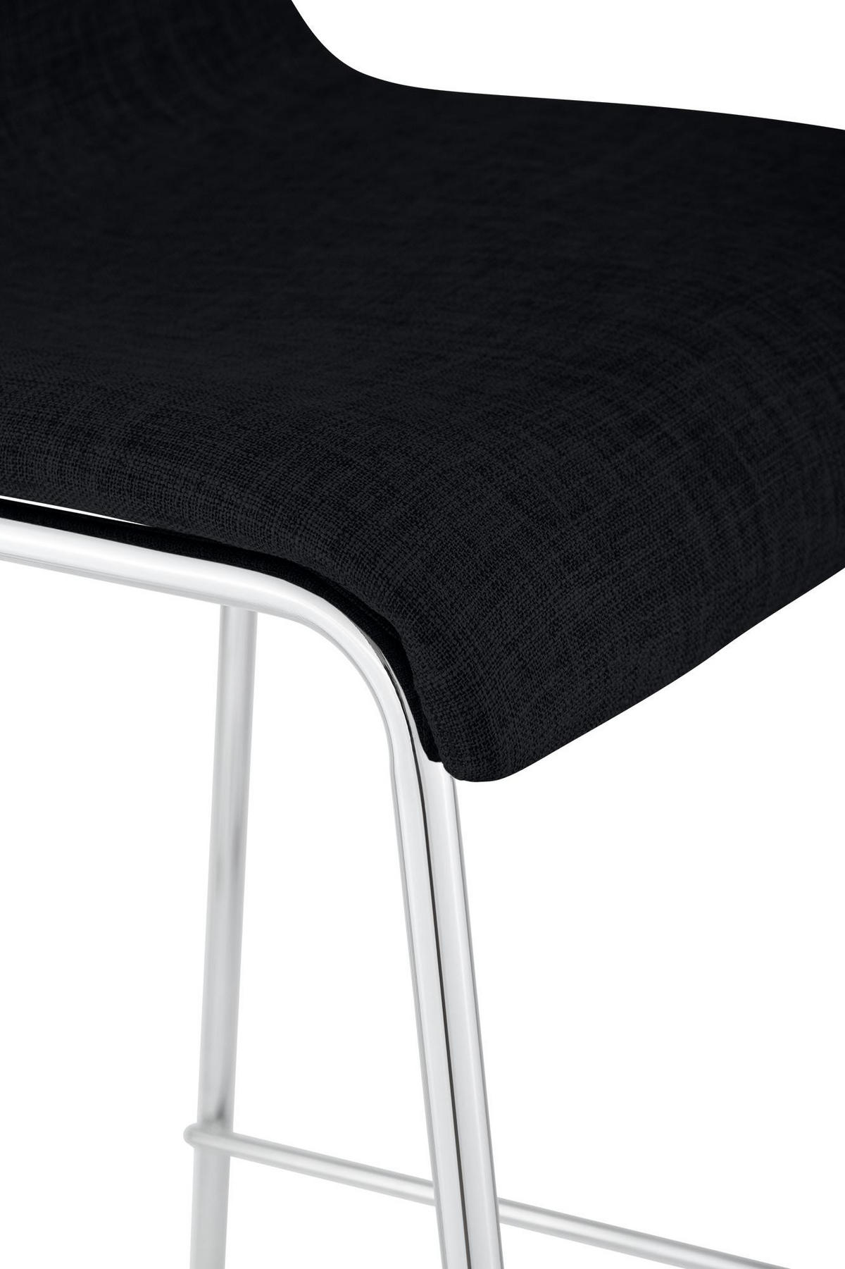 BARHOCKER Stoff Schwarz - Chromfarben/Schwarz, Textil/Metall (43/100/48cm) - CLP