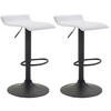BARHOCKER 2er Set Derid Kunstleder Weiß Schwarz - Weiß, Leder/Metall (36/63/39cm) - DELUKE