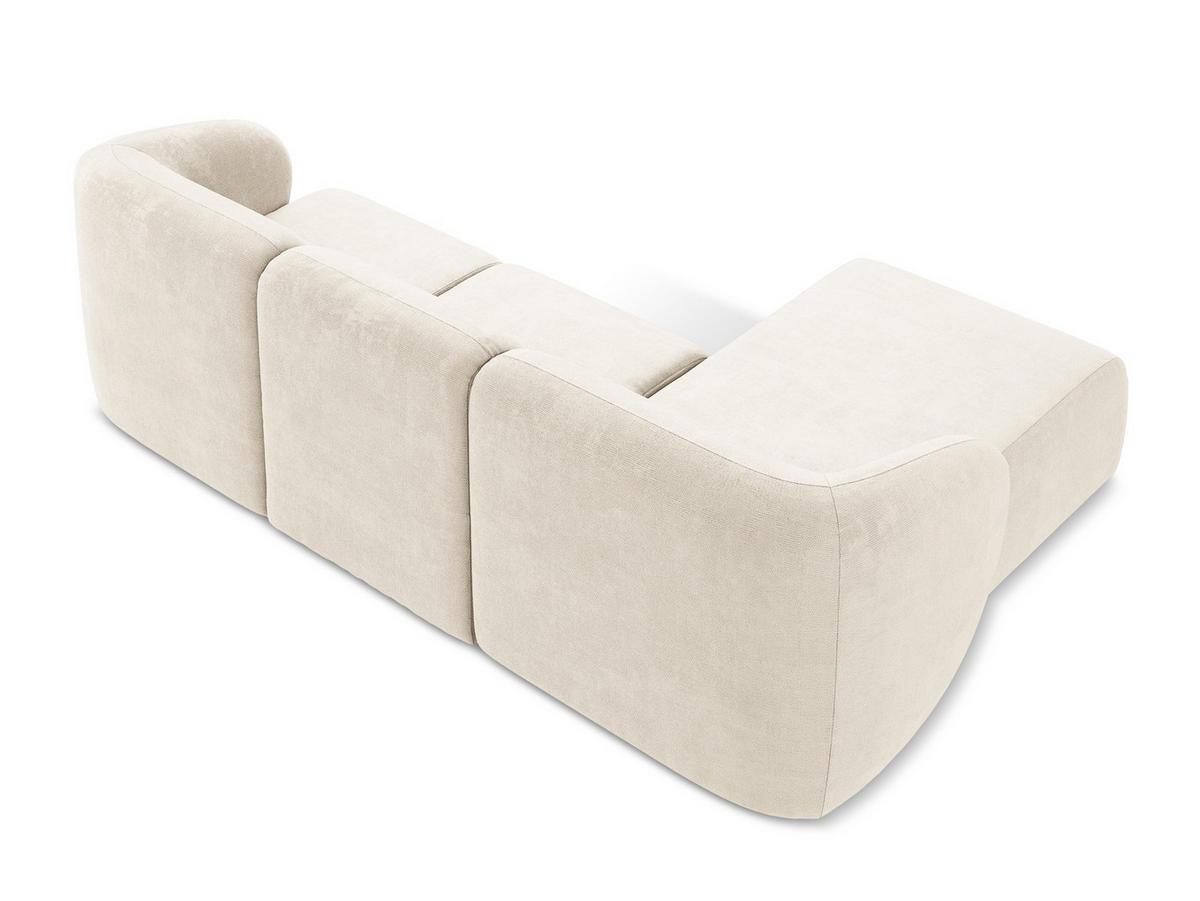 ECKSOFA Links Chenille Stoff Beige - Creme/Schwarz, Holzwerkstoff/Kunststoff (248/166cm) - Makamii