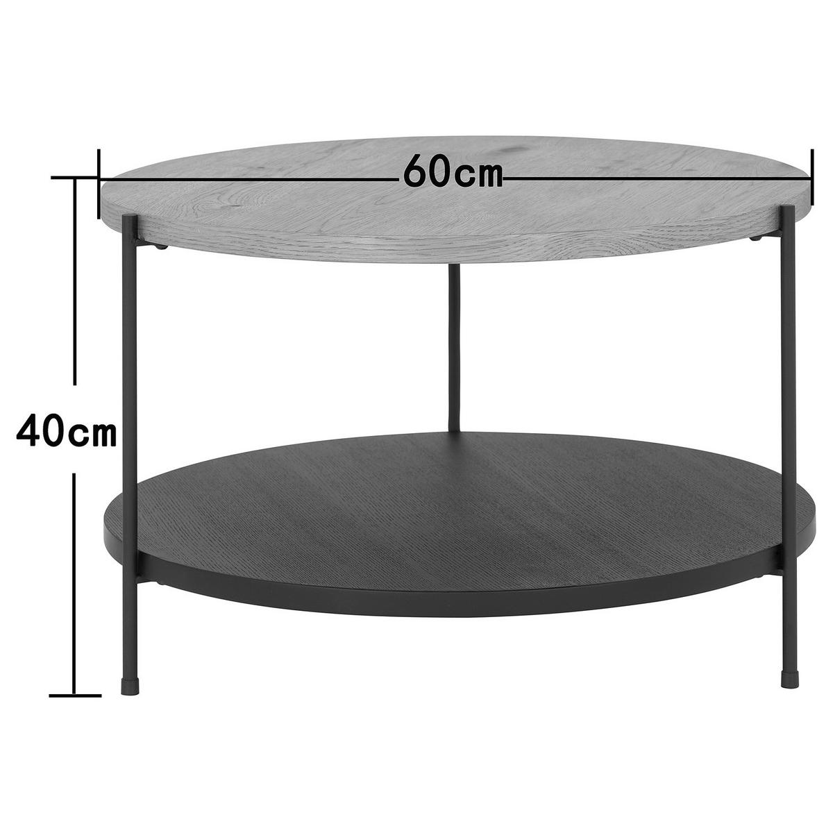 FURNIERTER COUCHTISCH - Eiche / Schwarz - Eichefarben, Holzwerkstoff/Metall (60/60/40cm) - home24