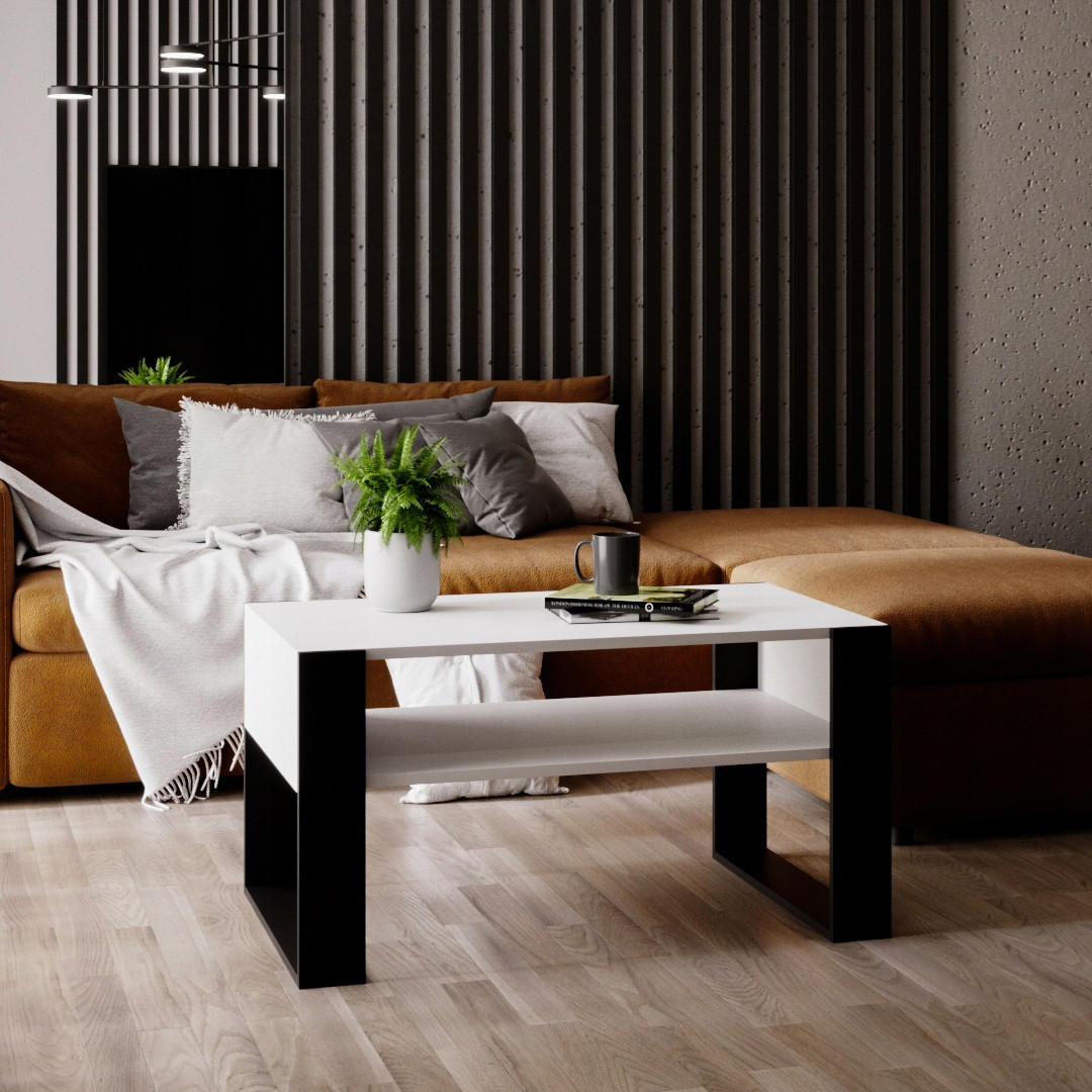 COUCHTISCH Karo92 92/45/53,6 - Schwarz/Weiß, Holzwerkstoff (54/92/45cm) - RAUMHIRSCH FURNITURE