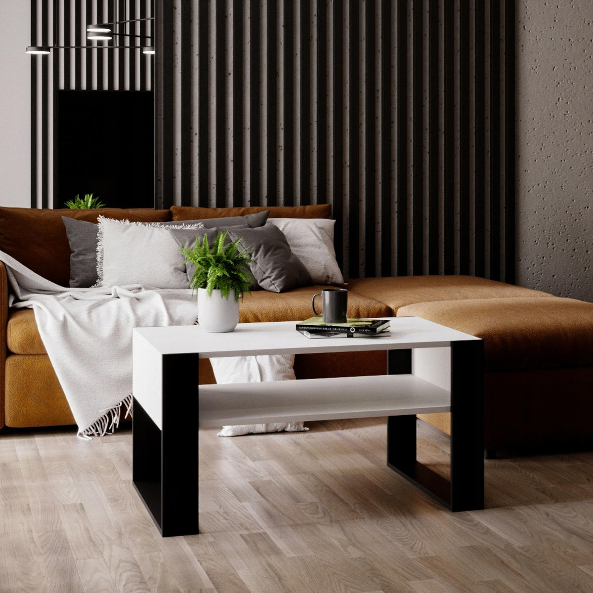 COUCHTISCH Karo92 92/45/53,6 - Schwarz/Weiß, Holzwerkstoff (54/92/45cm) - RAUMHIRSCH FURNITURE