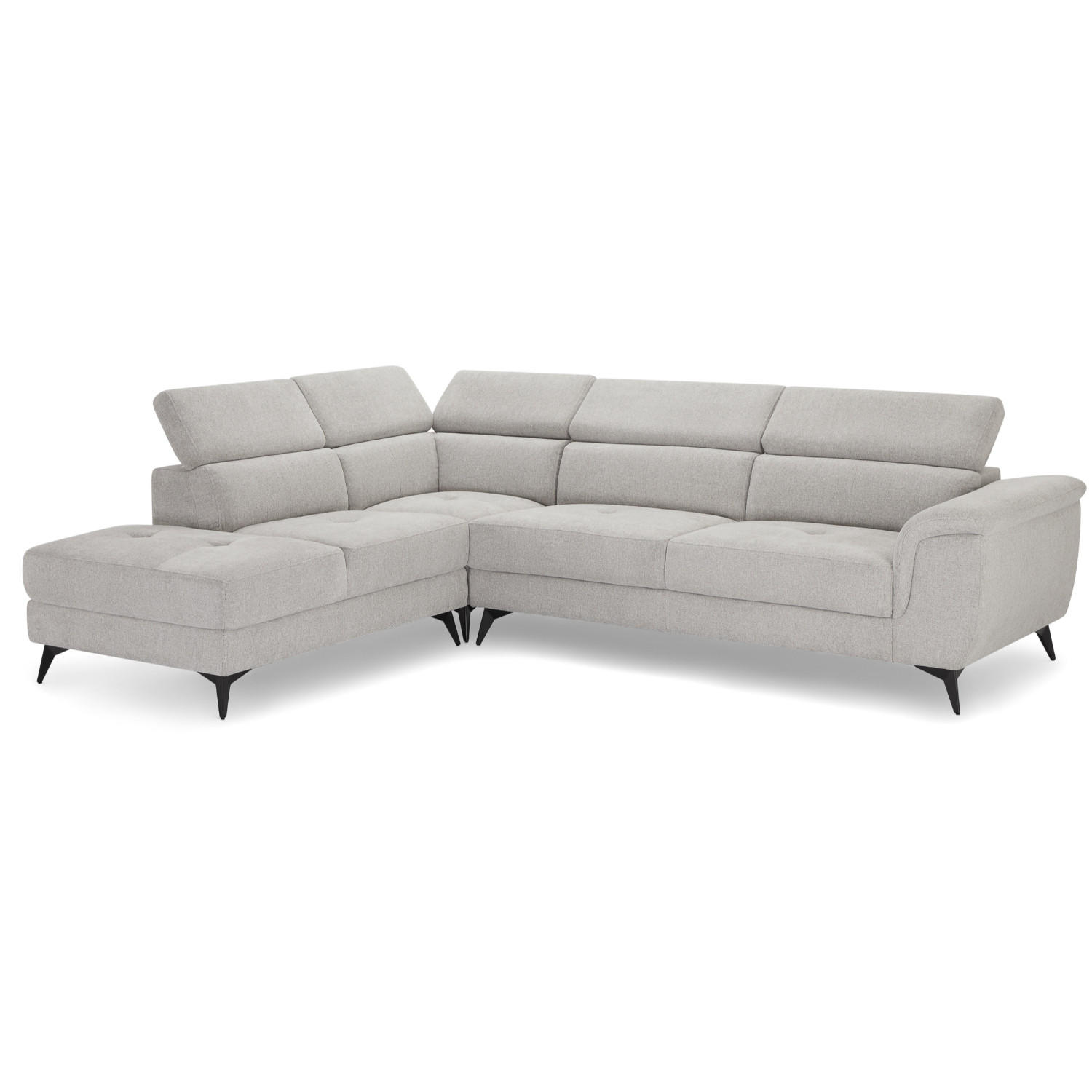 ECKSOFA Webstoff Grau - Schwarz/Grau, Textil/Metall (290/95cm) - Furnhouse