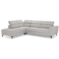 ECKSOFA Webstoff Grau - Schwarz/Grau, Textil/Metall (290/95cm) - Furnhouse