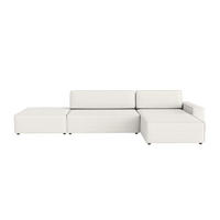 ECKSOFA Lummo La mit Schlaffunktion, Cremeweiß - Weiß, Textil (363/185cm) - Fedve