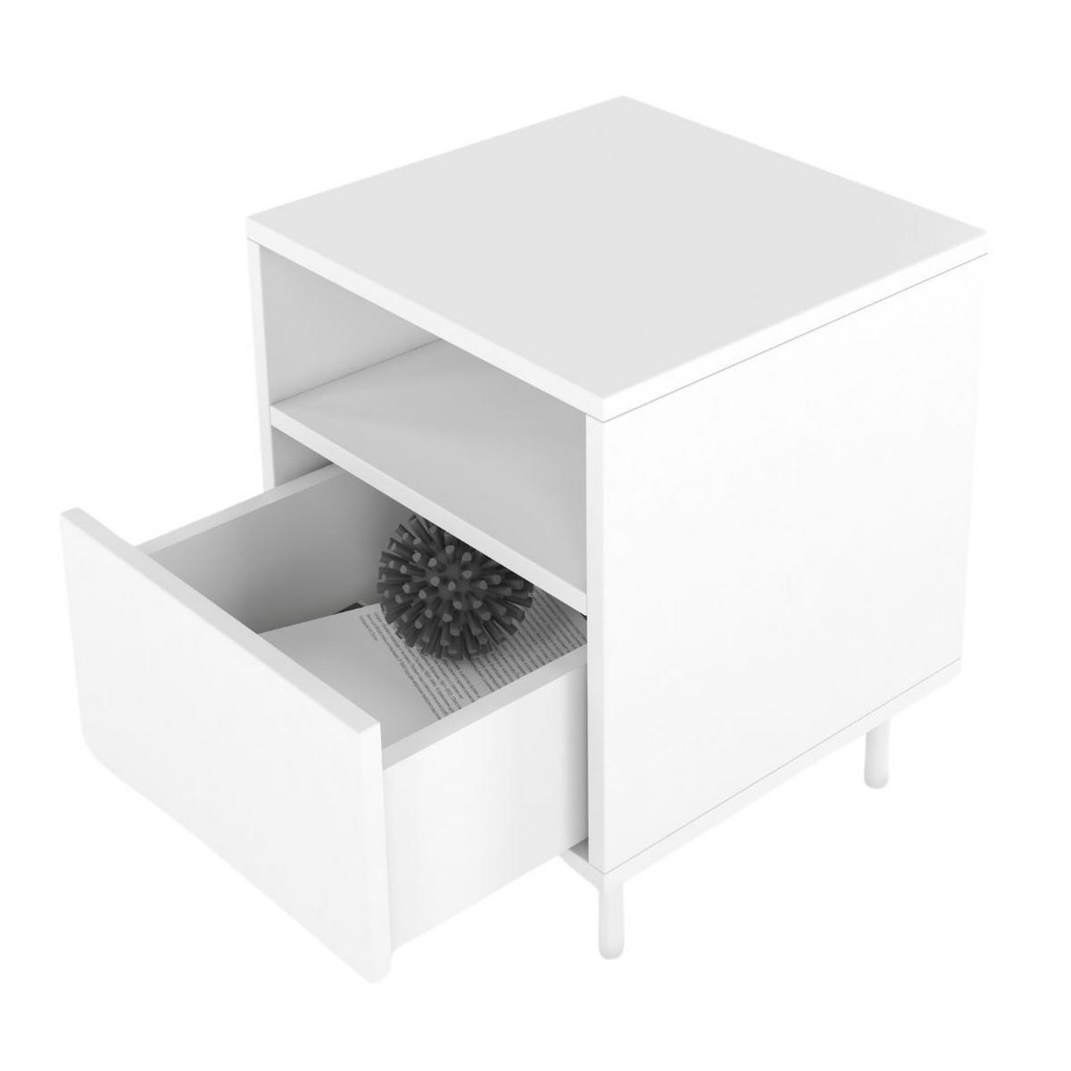 NACHTTISCH Mirka, Weiß, Push to Open System, Minimalistisch - Weiß, Holzwerkstoff/Metall (40/47/40cm) - Dancan
