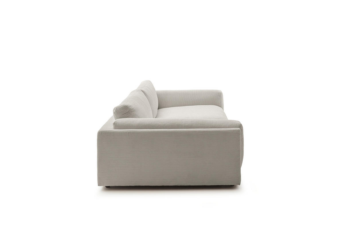 BIG SOFA RAINA Steingrau Cord - Greige/Schwarz, Kunststoff/Textil (294/85/150cm) - KAWOLA