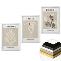 WANDBILDER 3er-Set - 40x60 cm Weißer Rahmen - Blumenmuster beige braun - Weiß, Kunststoff (40/60cm) - ArtPrintCave