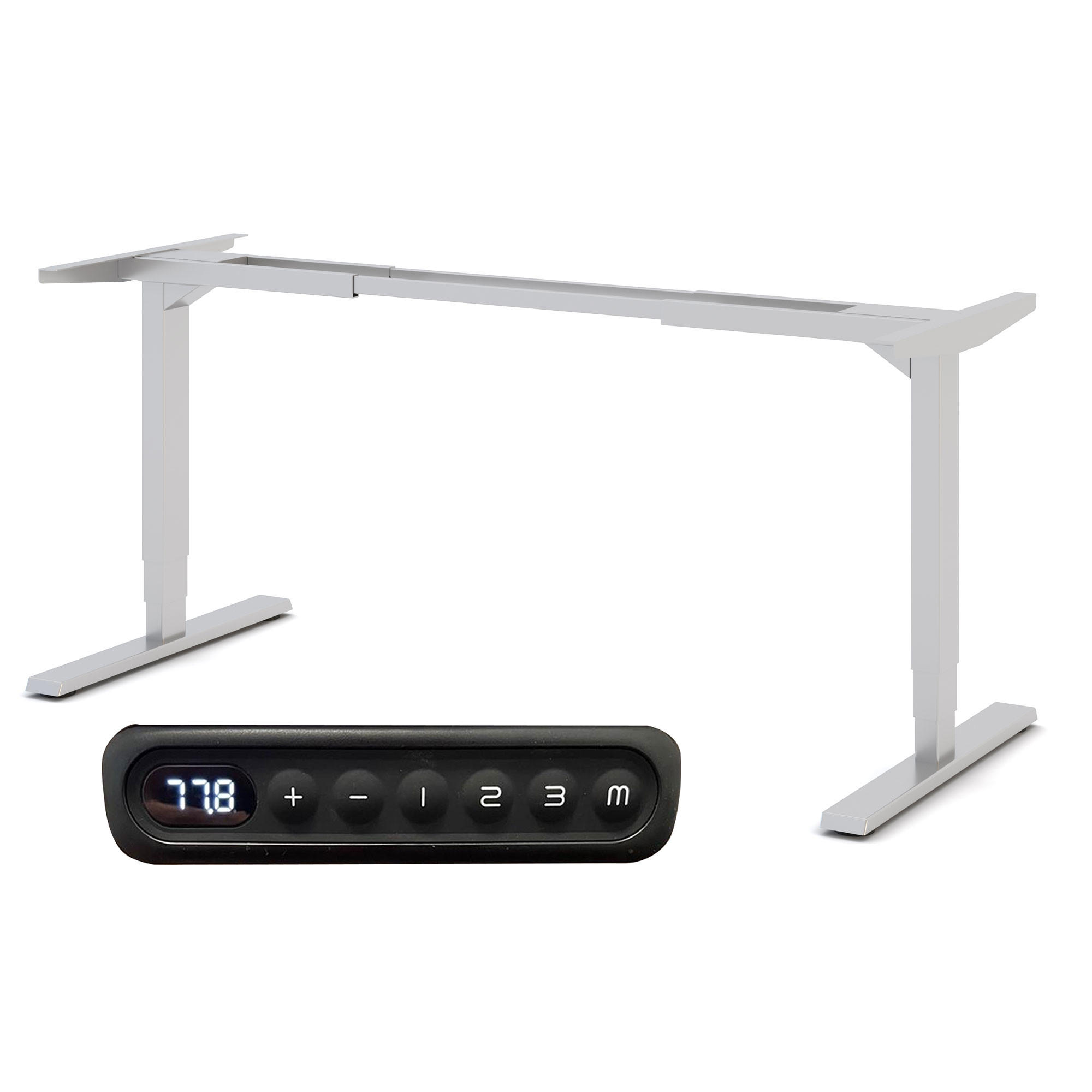 SCHREIBTISCHGESTELL Elektrisch höhenverstellbares Schreibtischgestell /62-127cm Weißaluminium - Silberfarben, Metall (117/25/23cm) - ASSMANN