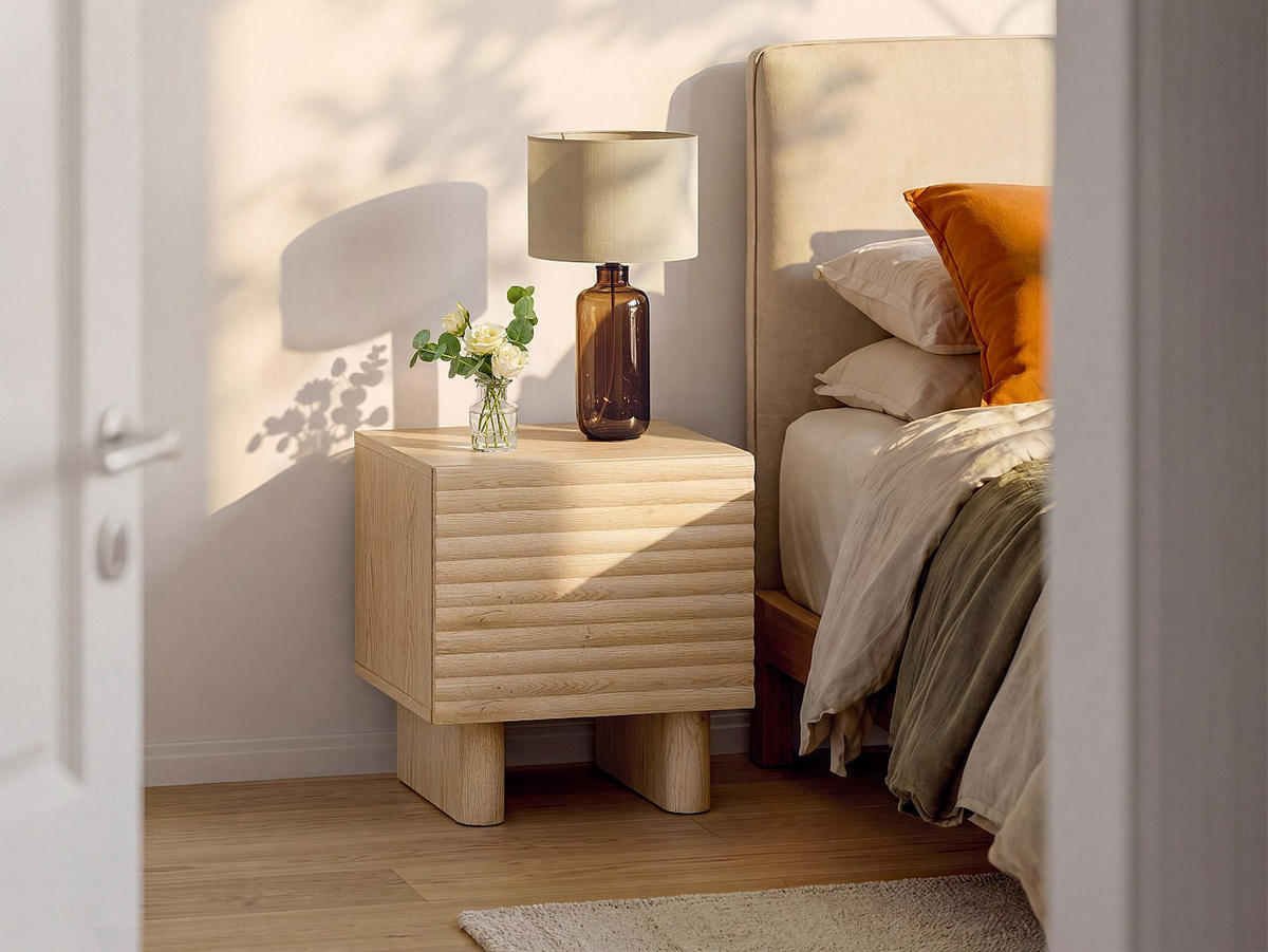 NACHTTISCH - 50 cm x 36.8 cm - Holz, Platte - Naturfarben Hell - LUDIMA - Naturfarben, Holz (50/46.1/36.8cm) - Vente-Unique