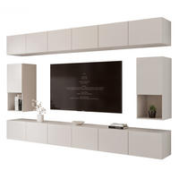 WOHNWAND ANGEL LINE IV 4-teilig, mit LED-Beleuchtung, Kaschmir - Kaschmir, Holzwerkstoff (300/162/40cm) - Idohome