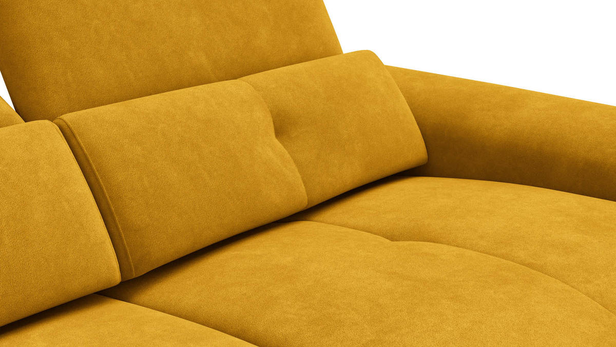 SOFA RELAX AVENA 3-Sitzer, gelber Veloursstoff - Gelb/Schwarz, Holz/Textil (204/80/108cm) - Wozimo