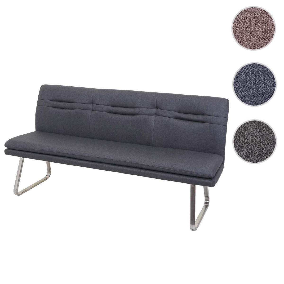 SITZBANK Grau, Silber - Silberfarben/Grau, Textil (180/90/59cm) - MCW