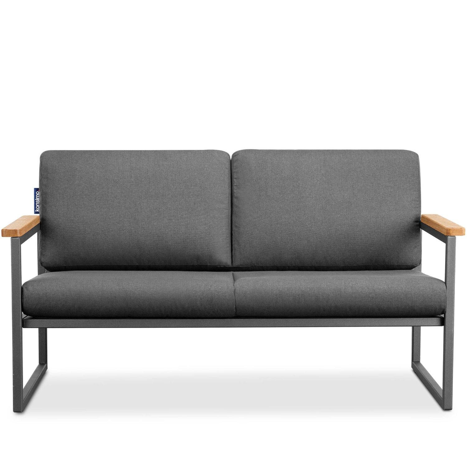 GARTENSOFA TRIBO 2-Personen ,Anthrazit|Grau - Anthrazit/Grau, Holz/Textil (130/65/60cm) - KONSIMO®