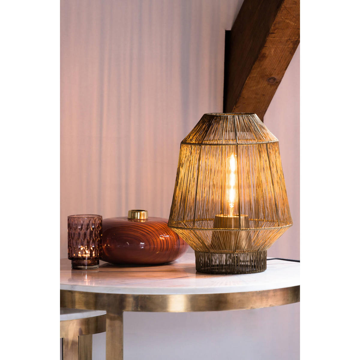 TISCHLAMPE Vitora Bronze Ø30/38 cm - Bronzefarben, Metall (30/30/38cm) - Light & Living
