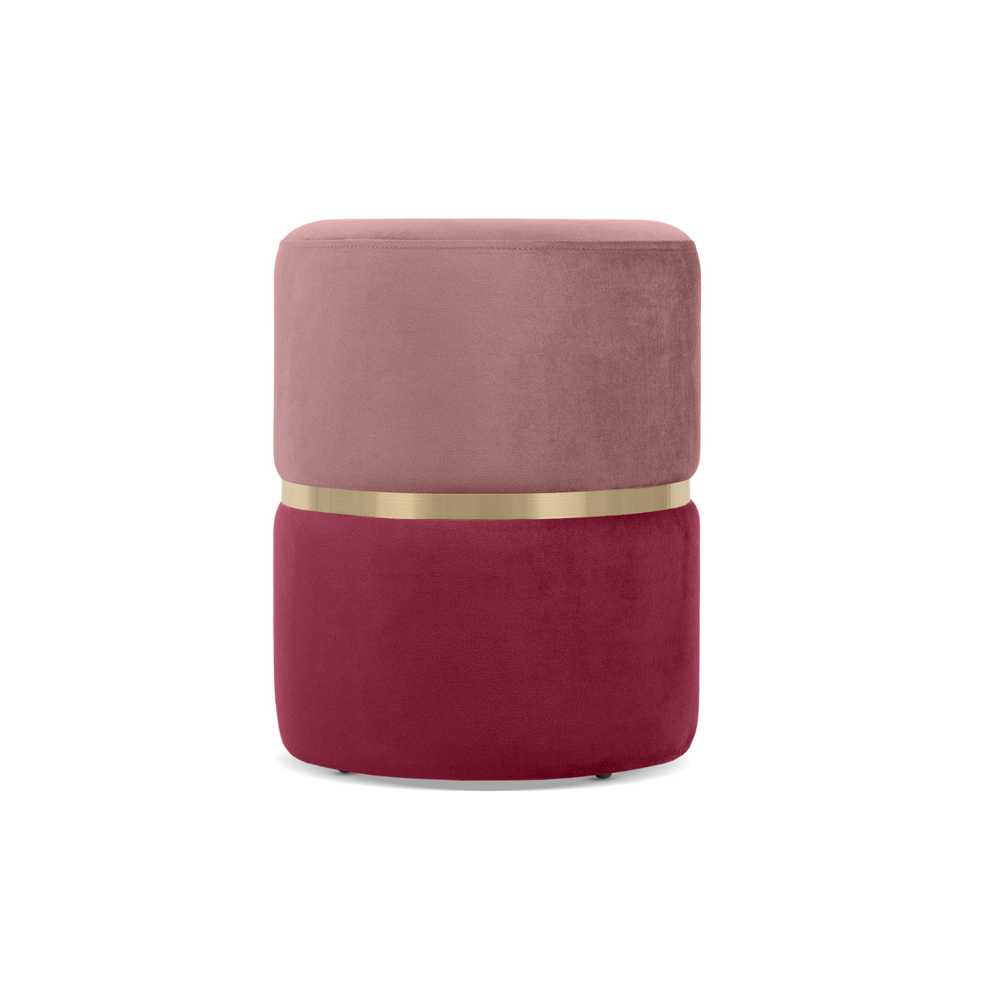 POUF Louise aus himbeerrosa Samt und goldfarbenem Metall - Pink, Holzwerkstoff/Textil (35/44/35cm) - Sicaan
