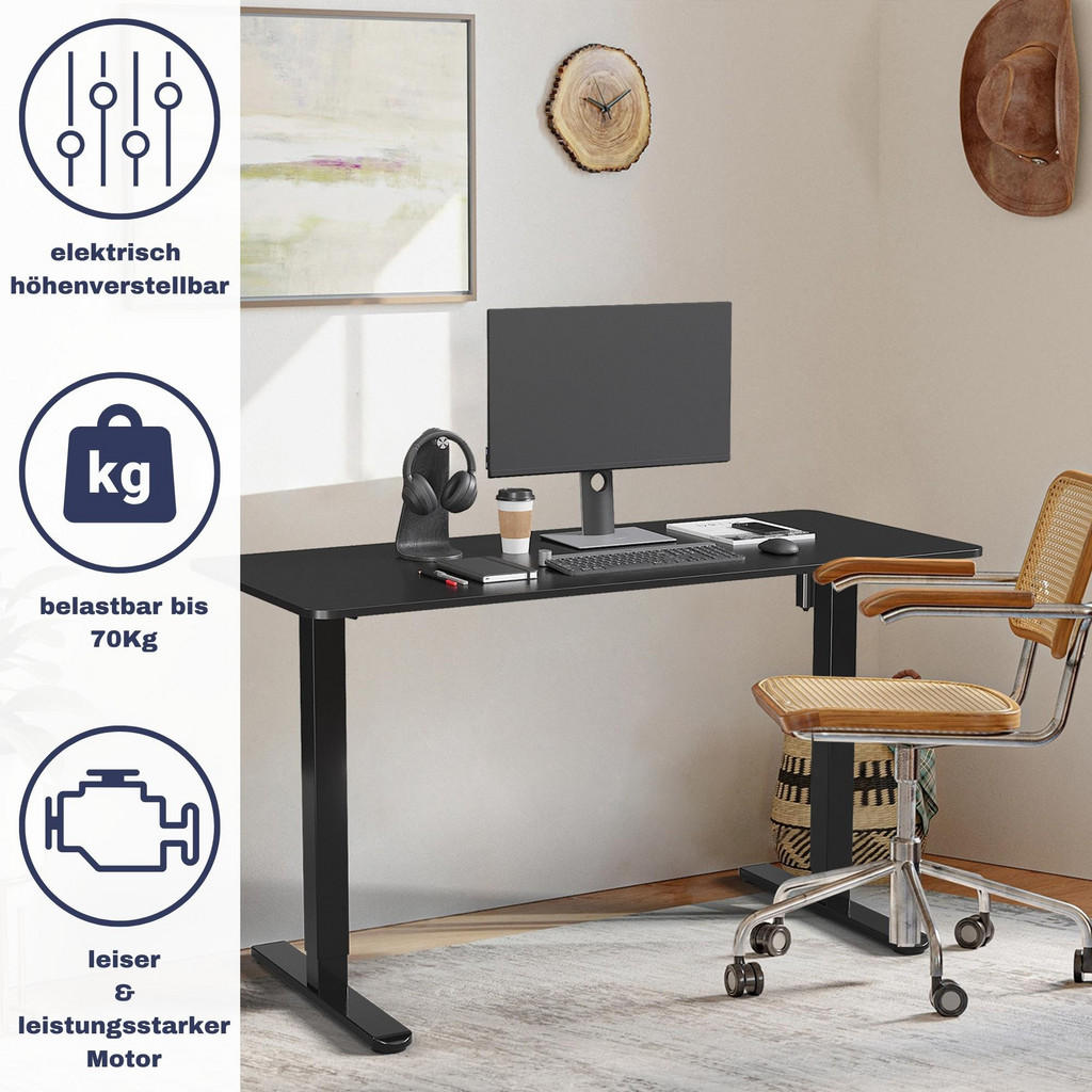Thumbnail - Albatros Tischgestell, Schwarz, Metall, 135x116x59 cm, Arbeitszimmer, Schreibtische, Bürotische