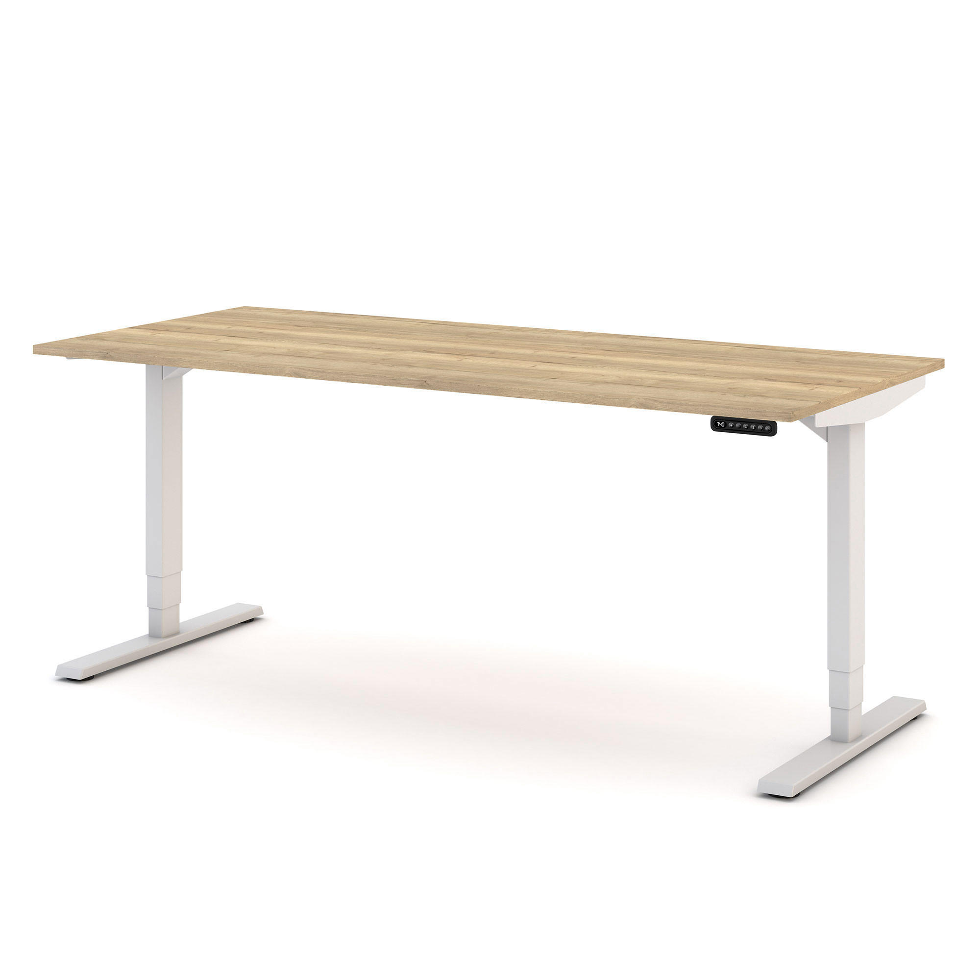 SCHREIBTISCH Elektrisch höhenverstellbarer Schreibtisch Y-Line Eiche Natura Signalweiß 180/80/62-127cm - Weiß/Eiche Artisan, Holzwerkstoff/Metall (80/180/127cm) - ASSMANN