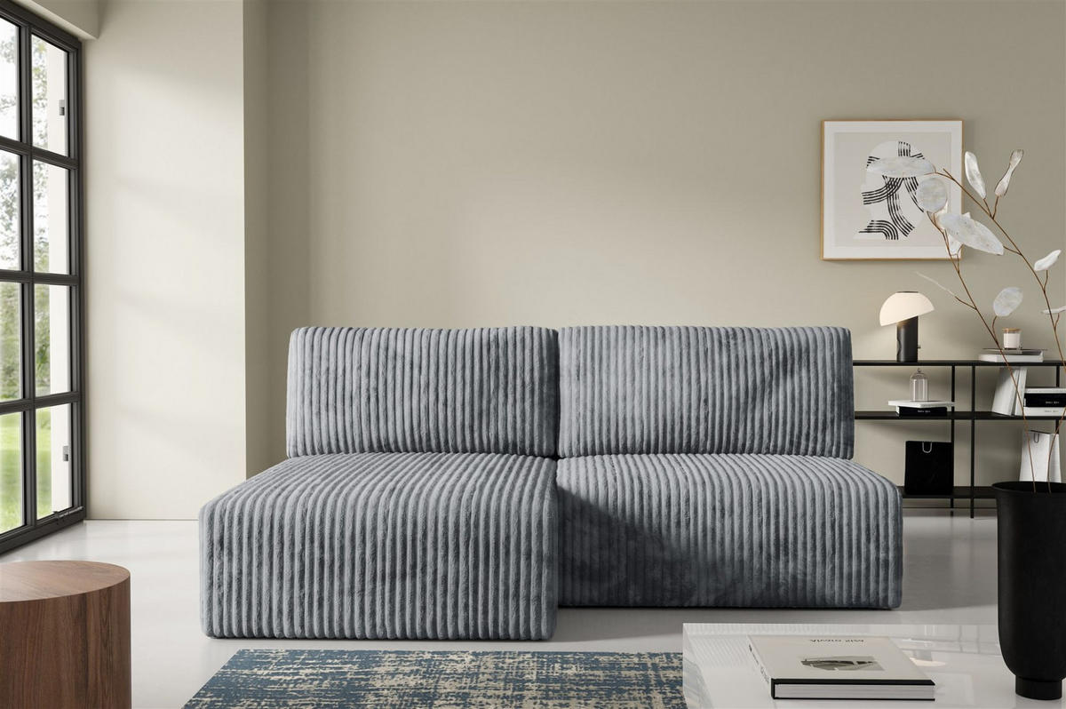 ECKSOFA Natalia Xs - Grau, Holzwerkstoff/Textil (149/210cm) - Fun Möbel