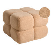 POUF Bouclé Beige Caliente - Beige, Textil (60/44/60cm) - Beliani
