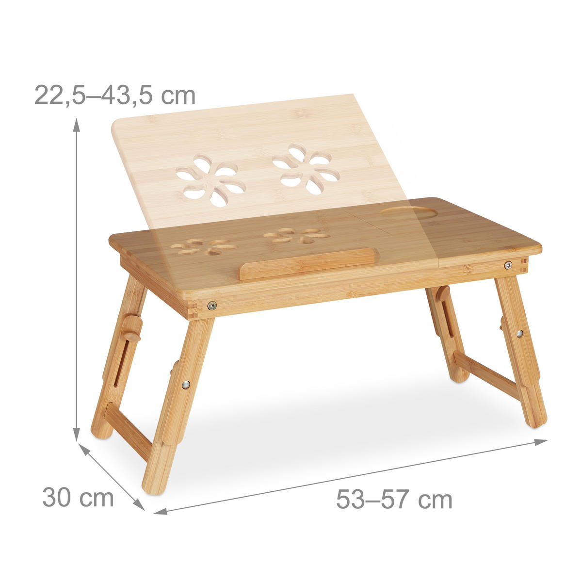 STOLÍK Prírodná bambus skladací 57x30 cm - svetlohnedá, drevo (30/57/43.5cm) - Relaxdays