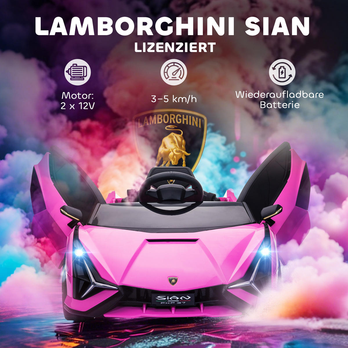 KINDER-ELEKTROAUTO DE-06136 Lamborghini lizenziert mit Fernsteuerung Rosa - Pink, Kunststoff/Metall (108/62/40cm) - ComfortXL