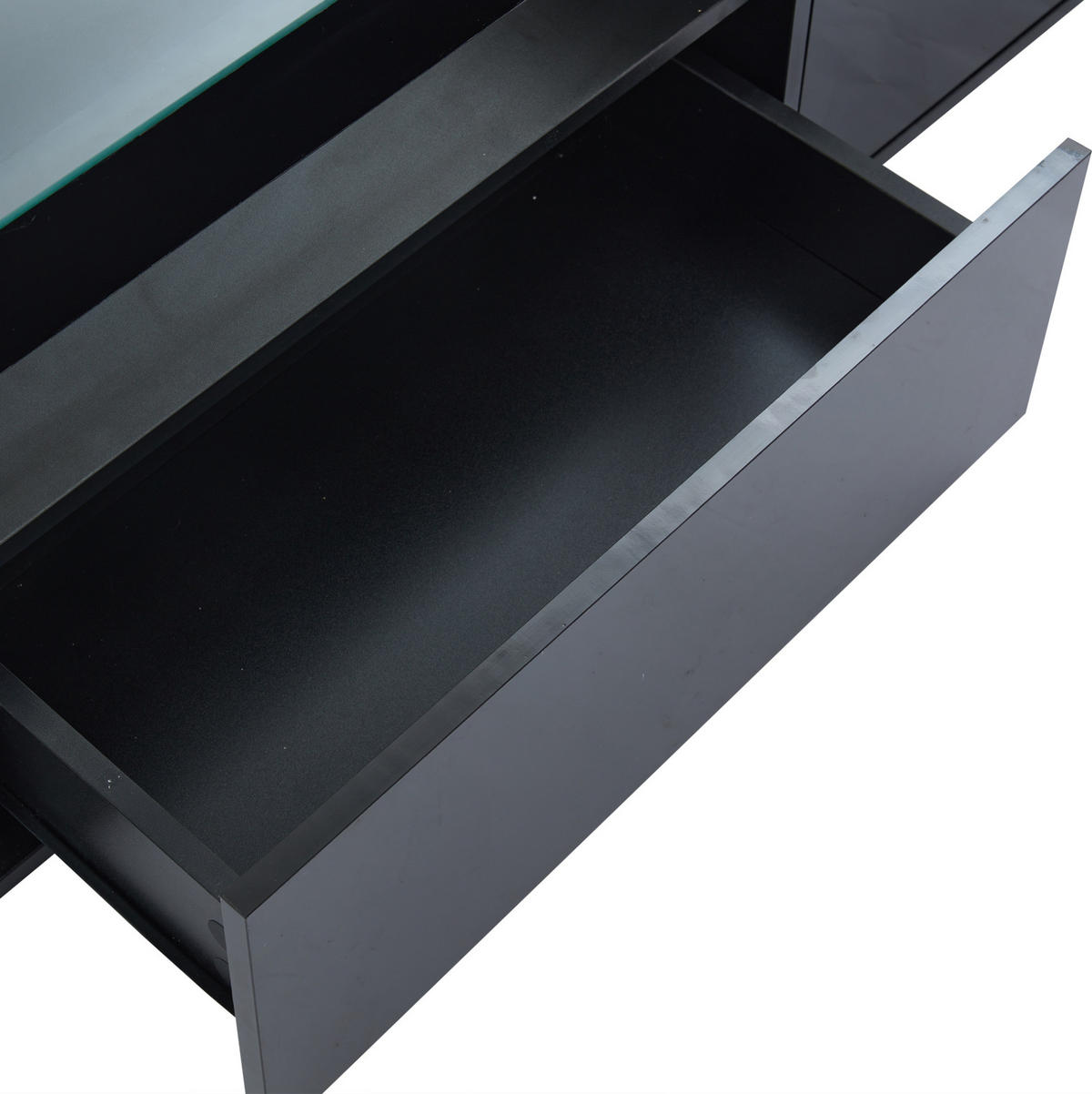 TV-SCHRANK in Hochglanz Schwarz mit LED und 2 Schubladen 180/40/46 cm - Schwarz, Holzwerkstoff (180/46/40cm) - Redom