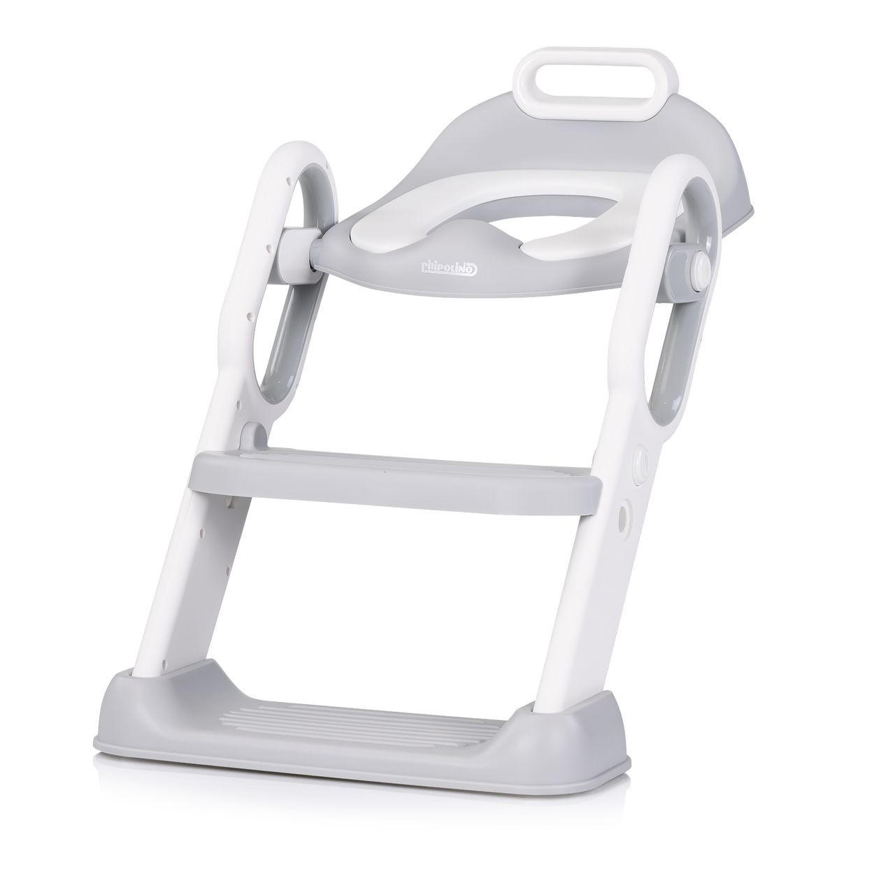 TOILETTENTRAINER Flippy grau höhenverstellbare Fußstütze, Toilettenaufsatz, Griffe, ab 2 Jahren - Grau, Kunststoff (39/40cm) - Chipolino