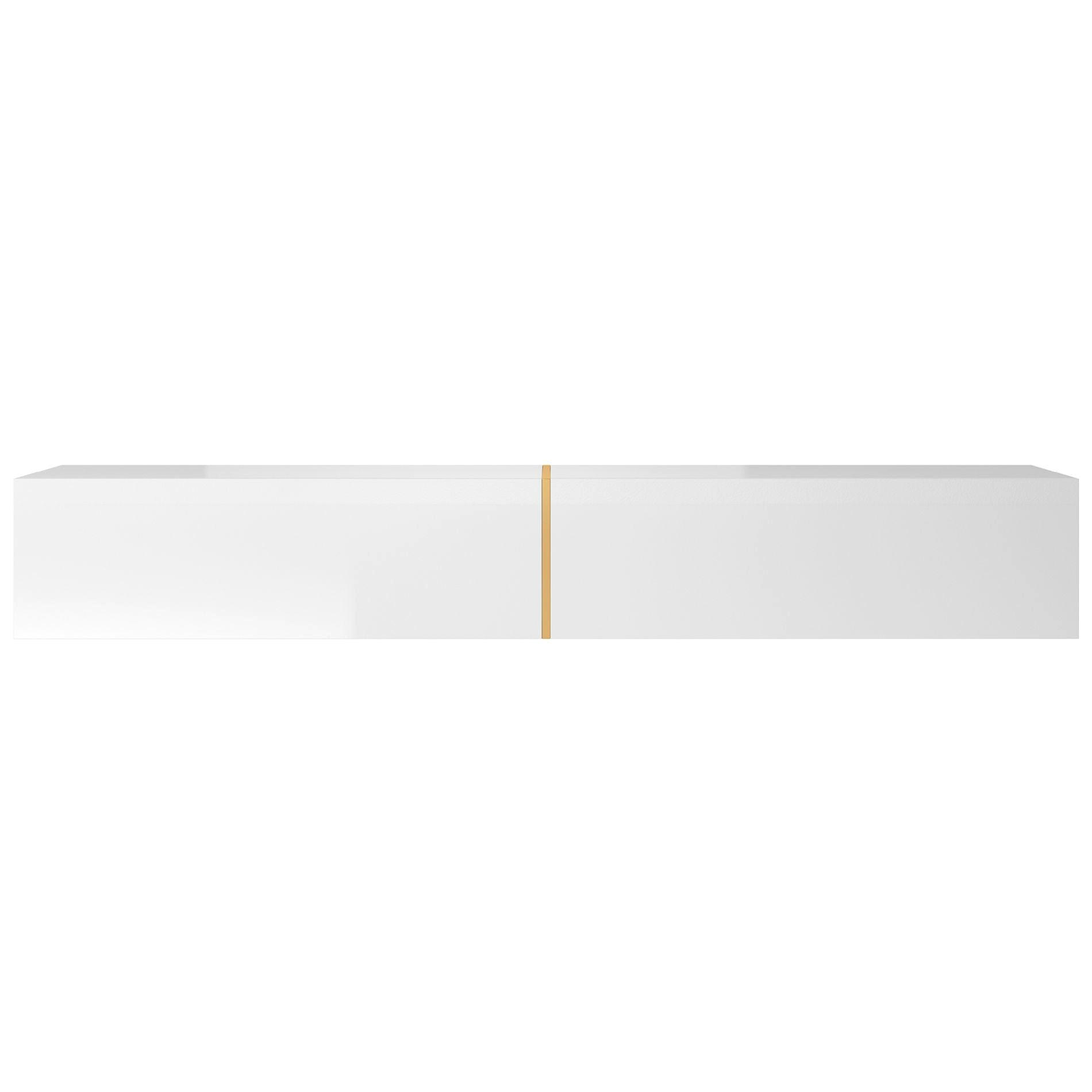 TV stolík Bisira biely / zlatý 200/30/32 cm - biela, kompozitné drevo (200/30/31.6cm) - Selsey