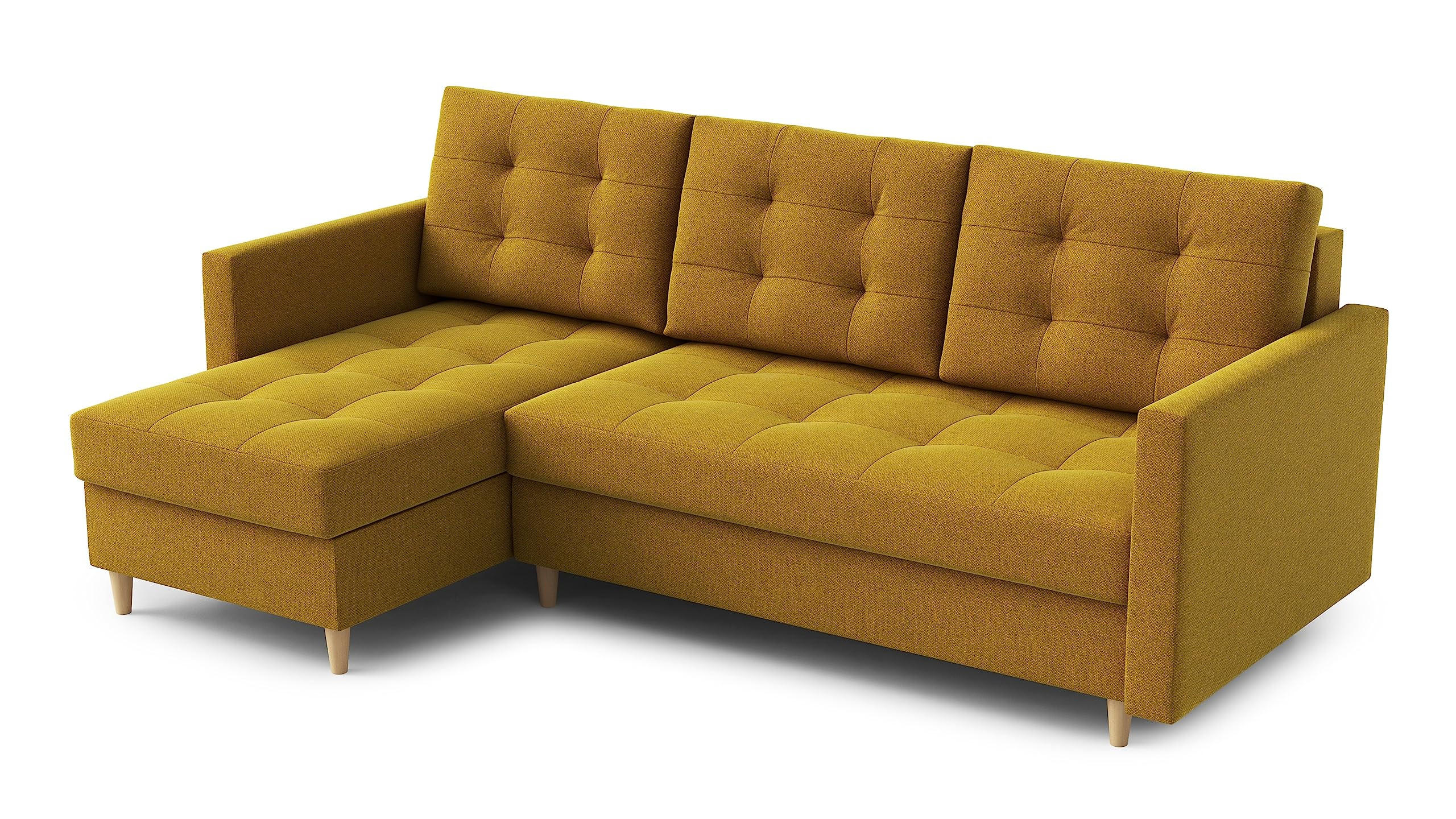 ECKSOFA DIVO Malmo L-förm, Schlaffunktion, elegantes Design, hochwertige Materialien, lose Rückenkissen, freistehend, LINKS 144x224x95 cm Brown - Braun, Holz/Textil (144/224cm) - DomoHome