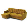 ECKSOFA DIVO Malmo L-förm, Schlaffunktion, elegantes Design, hochwertige Materialien, lose Rückenkissen, freistehend, LINKS 144x224x95 cm Brown - Braun, Holz/Textil (144/224cm) - DomoHome